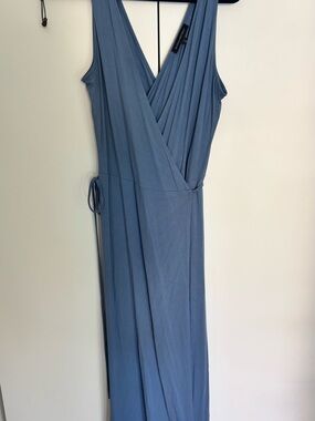 Banana Republic Wrap Midi Dress in Dusty Blue - Women's M Tall